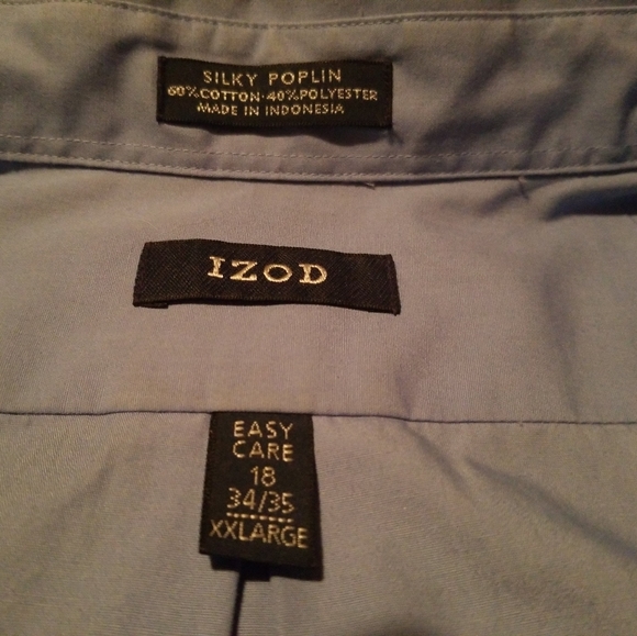 Izod Mens Size XXL Dress Shirt Blue Button Down Silky Poplin Long Sleeve - Picture 2 of 10